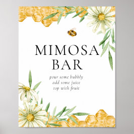 Honey Bee Bridal Mimosa Bar Drink Station Sign Poster