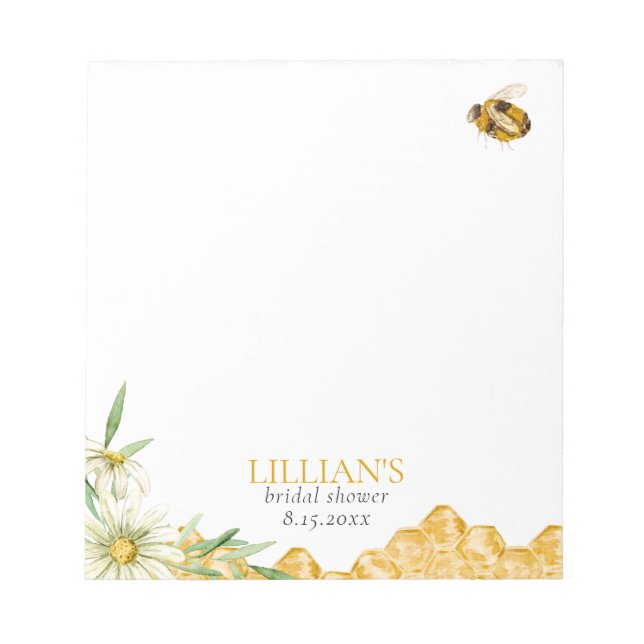 Honey Bee Bridal Shower Favor Notepad Anteckningsblock (Framsida)