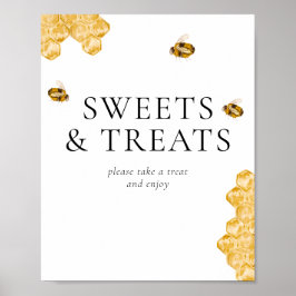 Honey Bee Bridal Shower Sweets & Treats Table Sign Poster