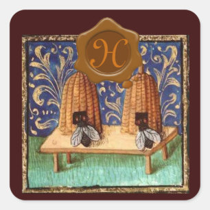 HONEY BEE, BROWN VAX SEAL MONOGRAM FYRKANTIGT KLISTERMÄRKE
