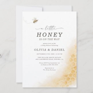 Honey Bee Couples Baby Shower Yellow Inbjudningar