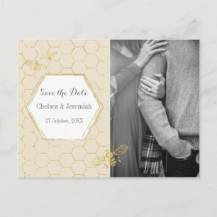 Honey Bee Cream Gold Photo Spara datum Postkort Vykort