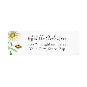 Honey Bee Daisy Bröllopsfest Returadressetikett Returadress Etikett