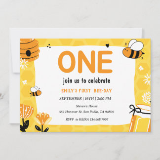 Honey Bee Första Bee-Dagen 1-årsdag Inbjudningar