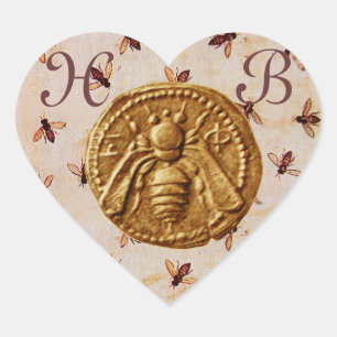 HONEY BEE, HJÄRTA MONOGRAM HJÄRTFORMAT KLISTERMÄRKE