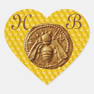 HONEY BEE, HJÄRTA MONOGRAM HJÄRTFORMAT KLISTERMÄRKE