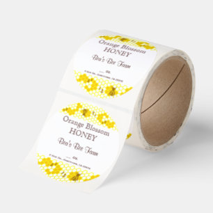 Honey Bee Honeycomb Anpassad 3" Rulle Runt Klistermärke