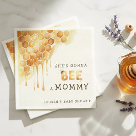 Honey Bee Honeycomb Watercolor Baby Shower Pappersservett
