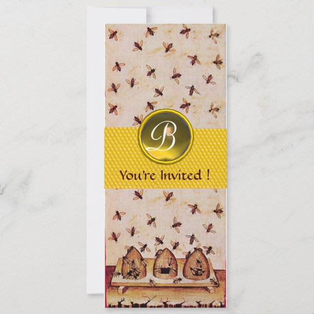 HONEY BEE,KÖPANDE Monogram Inbjudningar (Framsida)