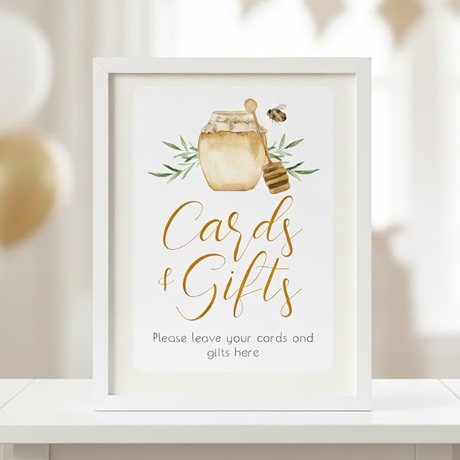 Honey Bee Kort Och Present Baby Shower Bordsskylt Poster (Skapare uppladdad)