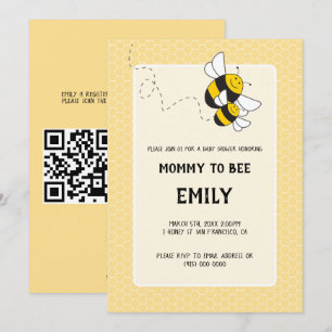 Honey Bee Mamma till Bee Bebis Babyshoppsinbjudan Inbjudningar