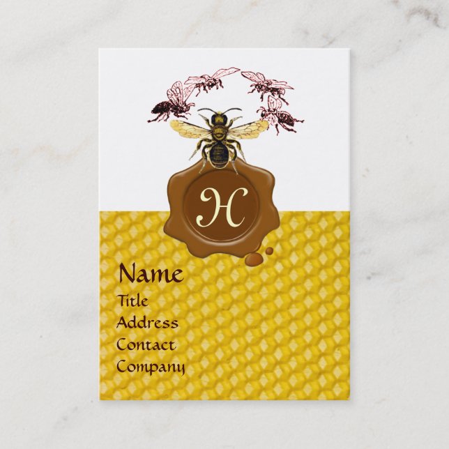 HONEY BEE,NÖTKÖPER SEGAL MONOGRAM VAX VISITKORT (Framsida)