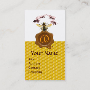 HONEY BEE,NÖTKÖPER SEGAL MONOGRAM VAX VISITKORT