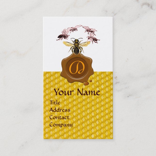 HONEY BEE,NÖTKÖPER SEGAL MONOGRAM VAX VISITKORT (Framsida)
