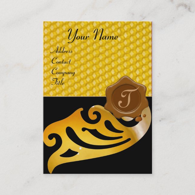HONEY BEE,NÖTKÖPER SEGAL MONOGRAM VAX VISITKORT (Framsida)