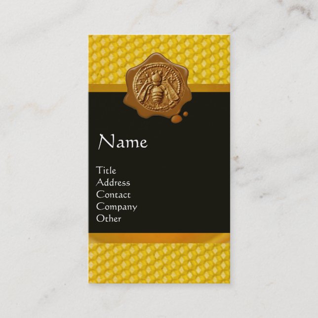 HONEY BEE,NÖTKÖPER SEGAL MONOGRAM VAX VISITKORT (Framsida)