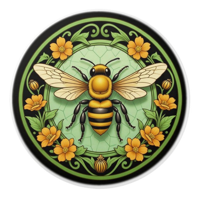 Honey Bee Nouveau Ceramic Knob Knopp (Framsidan)