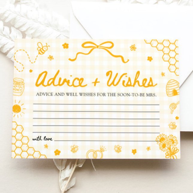 Honey Bee Råd och önskningar Bröllopsduschspel Inbjudningar (Honey Bee Advice and Wishes Bridal Shower Game)