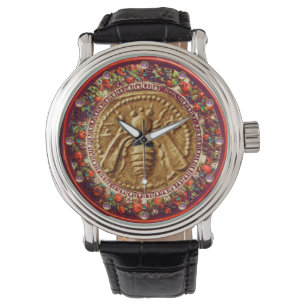 HONEY BEE/RED GRÖNT FLORENTINE BLOMMIGT KRONA ARMBANDSUR