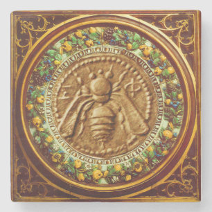 HONEY BEE/RED GRÖNT FLORENTINE BLOMMIGT KRONA UNDERLÄGG STEN