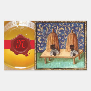 HONEY BEE, RED VAX SEAL MONOGRAM REKTANGULÄRT KLISTERMÄRKE