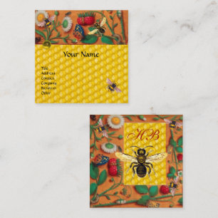 HONEY BEE VÅR BLOMMOR,STRAWBERRIES BEEKEPER FYRKANTIGT VISITKORT