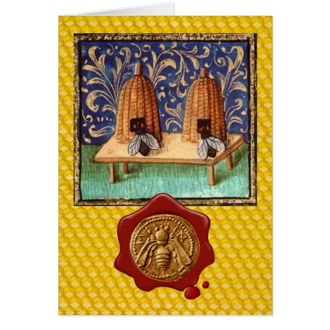 HONEY BEE VAX SEAL ,NÖTKÖPER/biodlingsmaterial Hälsningskort (Framsidan)