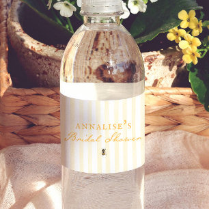 Honey Bee Vintage gula ränder Bröllopsdusch Vattenflaskor Etikett