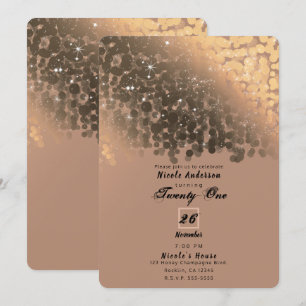 Honey Beige Champagne Gyllene Glitterljus Party Inbjudningar