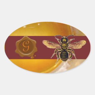 HONEY BROWN VAX SEAL MONOGRAM, NÖTKÖPER OVALT KLISTERMÄRKE