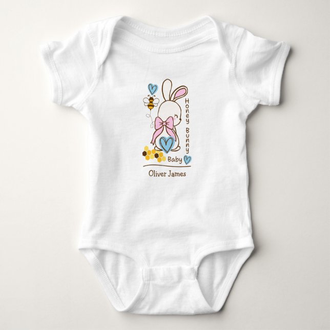 Honey Bunny Baby – Skräddarsytt barn overall T Shirt (Framsida)