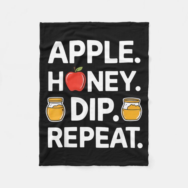 Honey Dip Repeat Funny Rosh Hashanah Jewish New Ye Fleecefilt (Framsidan)