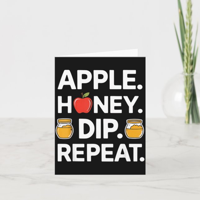 Honey Dip Repeat Funny Rosh Hashanah Jewish New Ye Kort (Framsida)