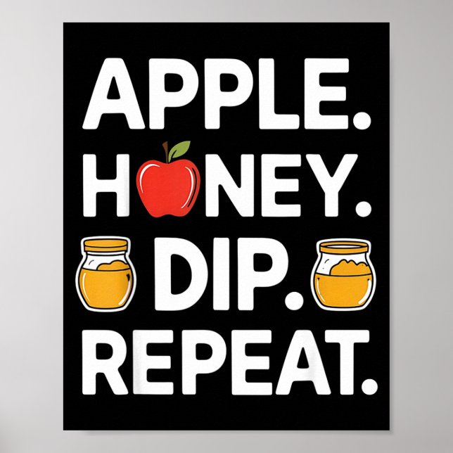 Honey Dip Repeat Funny Rosh Hashanah Jewish New Ye Poster (Framsidan)