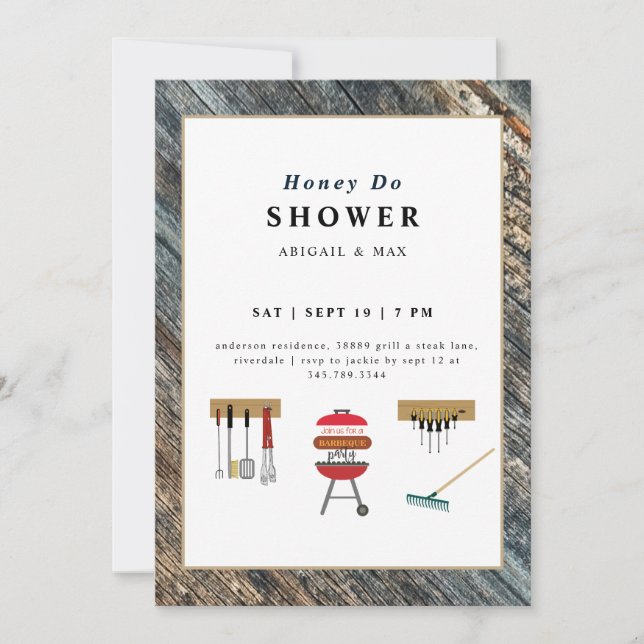 Honey Do BBQ Par Wedding Shower  Inbjudningar (Framsida)