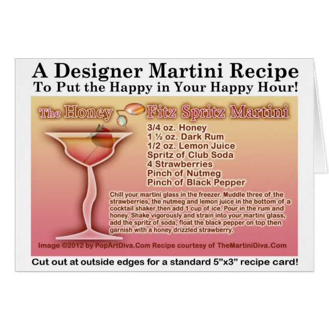Honey Fitz Spritz Martini Recept Greeting Card Hälsningskort (Framsidan Horizontal)