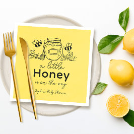 Honey Hand-drawn Jar Bees Yellow Baby Shower Pappersservett