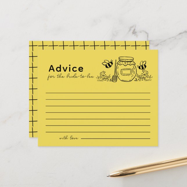 Honey Jar & Bees Bridal Shower Advice Card (Fram/Back In Situ)