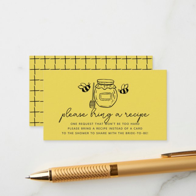 Honey Jar & Bees Bridal Shower Recipe Request Tilläggskort (Fram/Back In Situ)