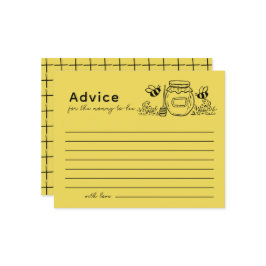 Honey Jar & Bees Yellow Baby Shower Advice Card