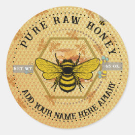 Honey Jar Stickers | Bee & Honeycomb Apiary Labels Runt Klistermärke
