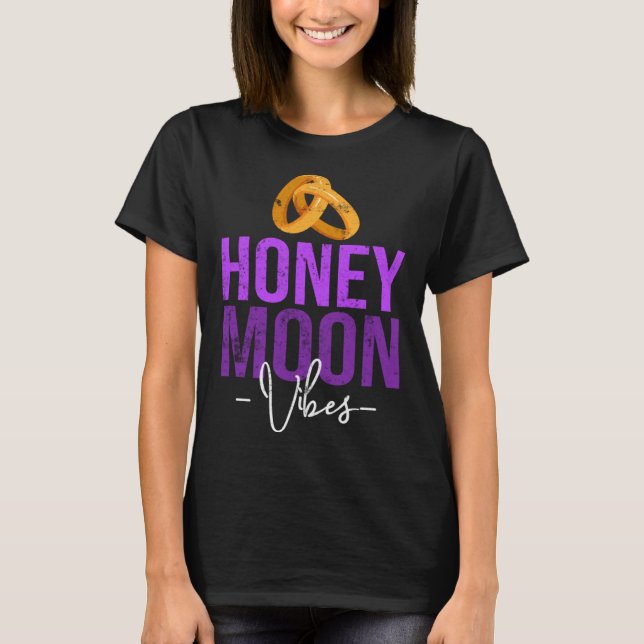 Honey Moonin Couples Wedding Just Married Matching T Shirt (Framsida)