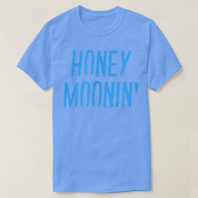 Honey MooninPar Matching Honeymoon Blå Vintag T Shirt (Design framsida)