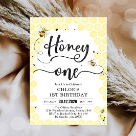 Honey One Honey Bee 1-års födelsedagsinbjudan Inbjudningar