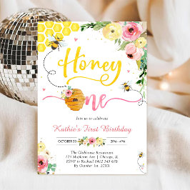 Honey One Honey Bee 1-års födelsedagsinbjudan Inbjudningar