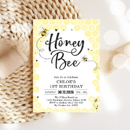 Honey One Honey Bee 1-års födelsedagsinbjudan Inbjudningar