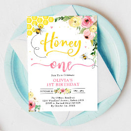 Honey One Honey Bee 1-års inbjudan