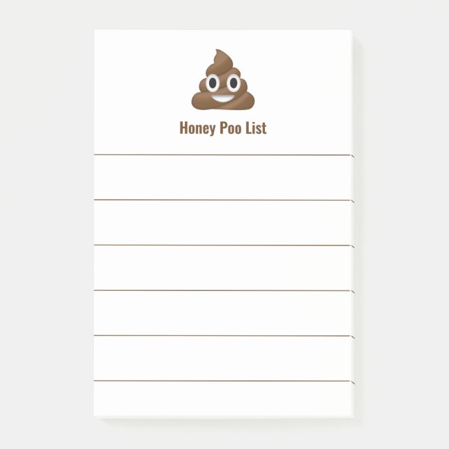 Honey Poo List Funny Poo Emoji Post-it Block (Framsida)