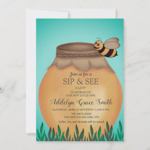 Honey Pot och Honeybee Sip Se Baby Shower Inbjudningar