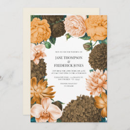 Honey Rose, Apricot Fleur & Toffee Bloom Wedding Inbjudningar